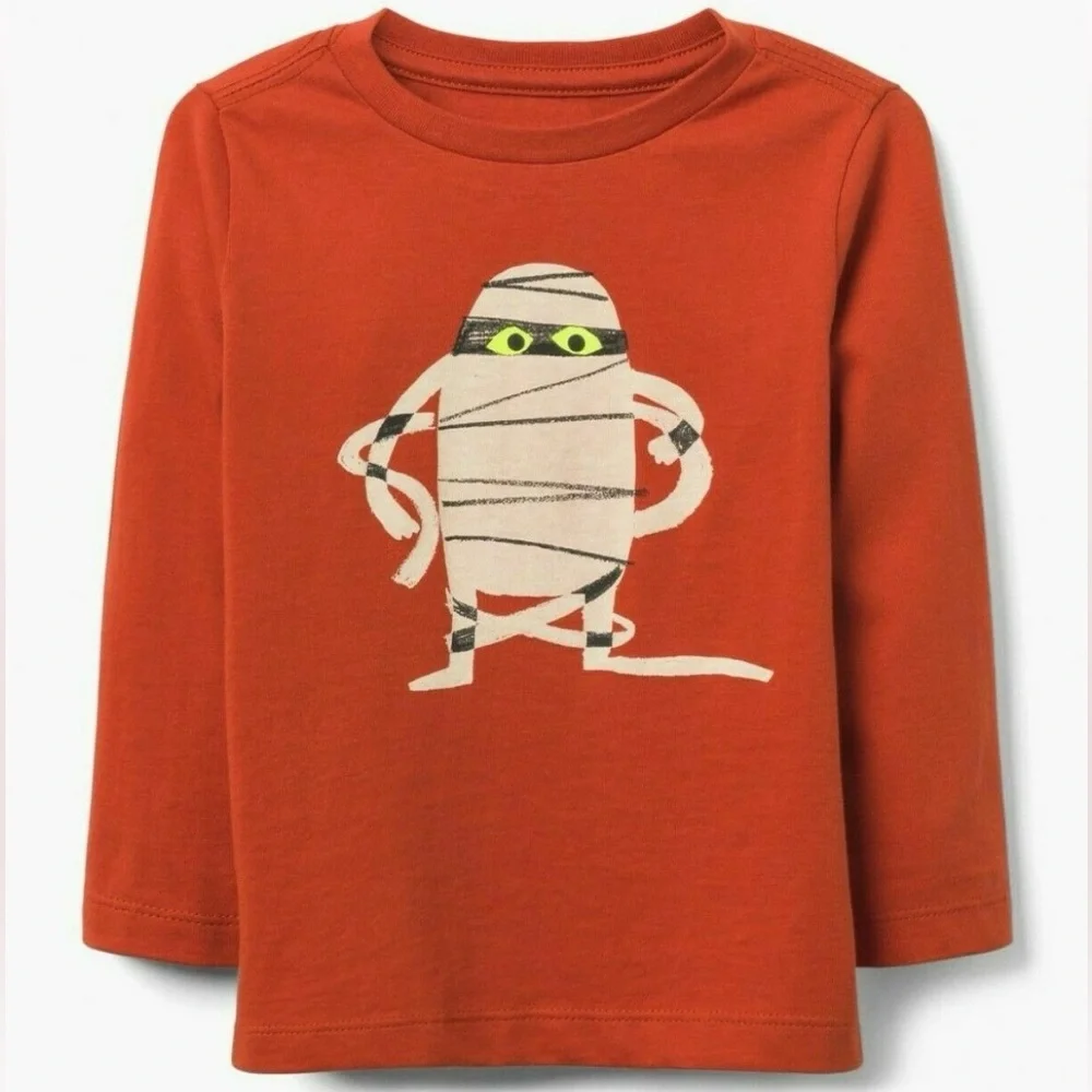 Gymboree Toddler Boy Halloween Mummy Long Sleeve Orange T-Shirt 2T